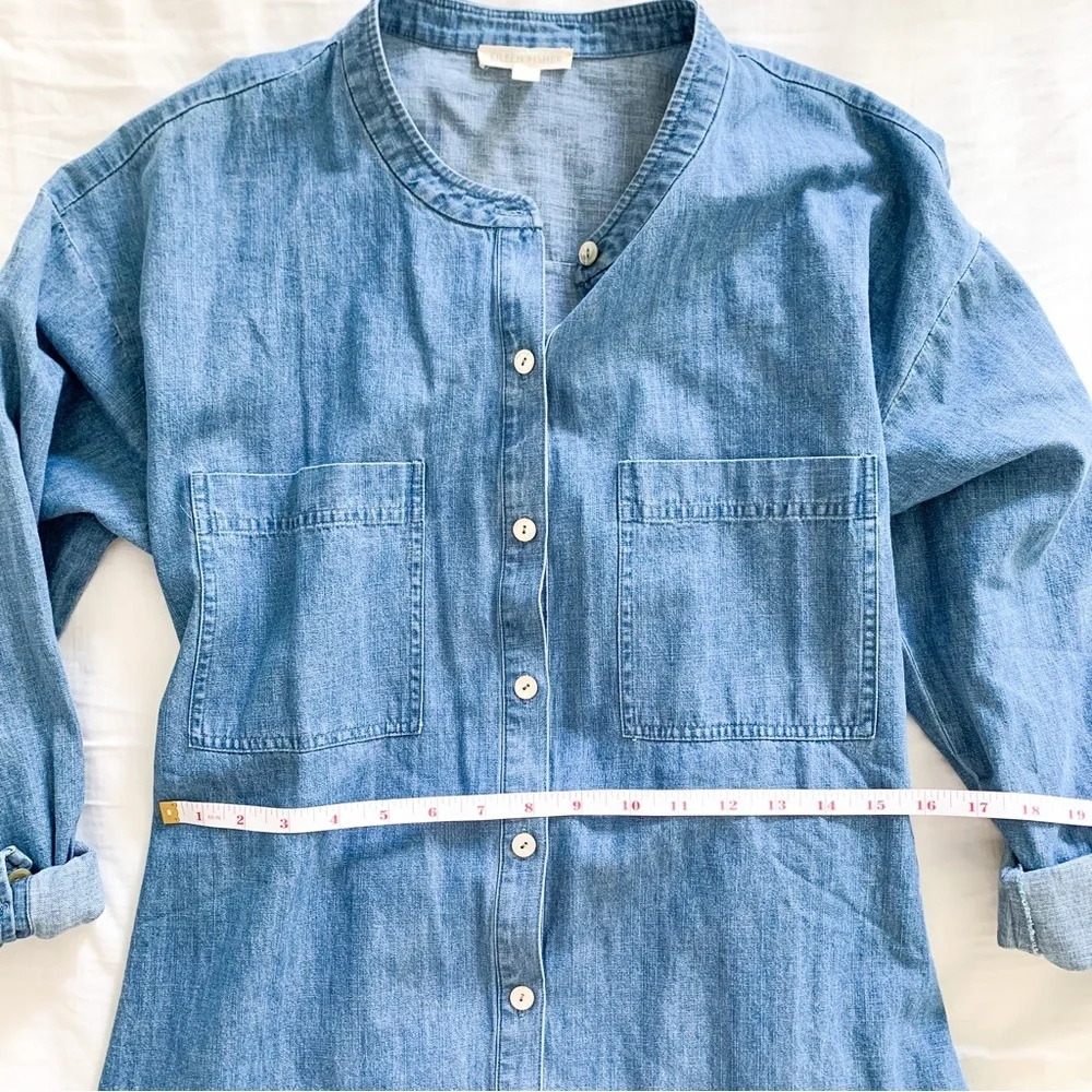 Eileen Fisher Light Blue Denim Shirt Dress - Picture 8 of 10